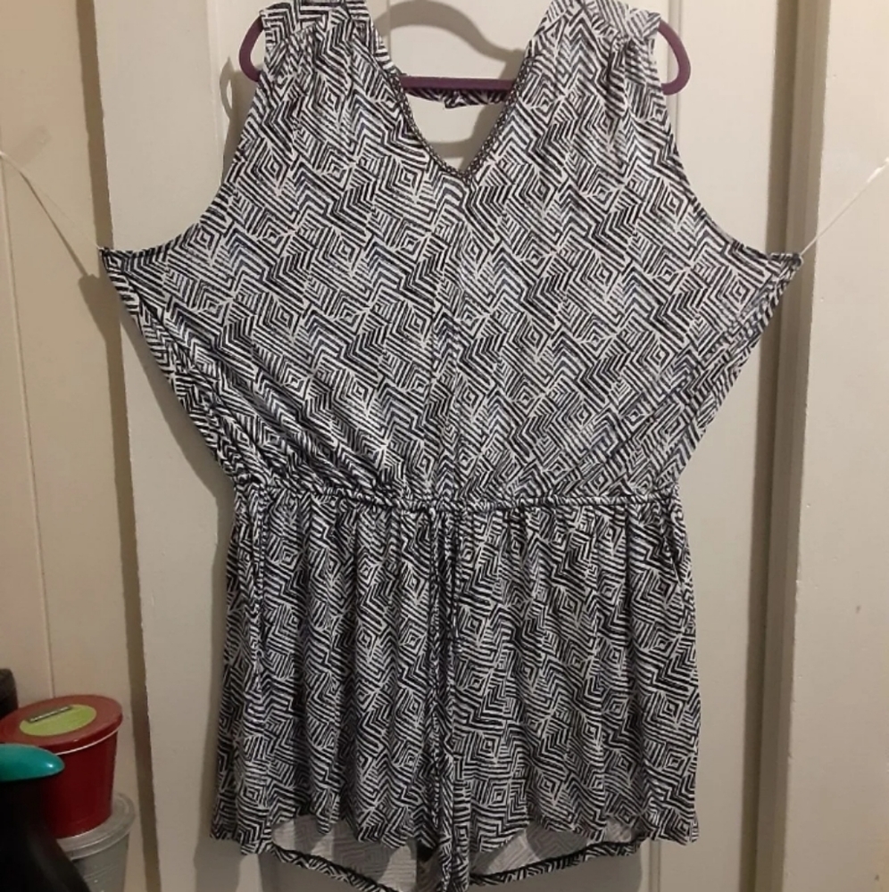 SOLD: SKIES ARE BLUE: Aztec Tank Romper 3XL